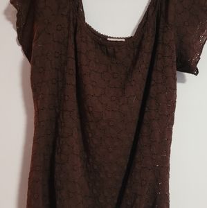 Stretch brown flower 🌼 shirt. Size XL. Summer